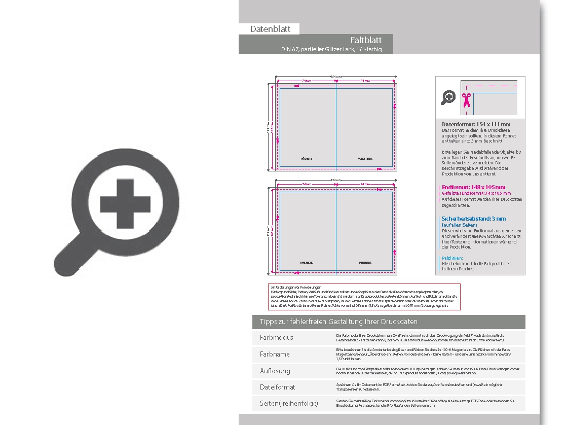 Product Bild faltblatt_din_a7_4-seiter_4_4_farbig_mit_beidseitig_partieller_glitzer-lackierung